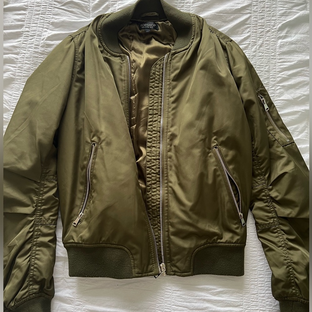 Topshop army green bomber jacket